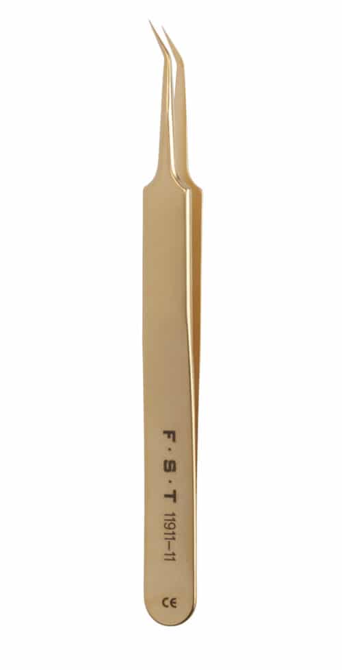 11911-11 | Gold Plated Forceps 0.1 x 0.06mm / 11,5cm / Angled 30°
