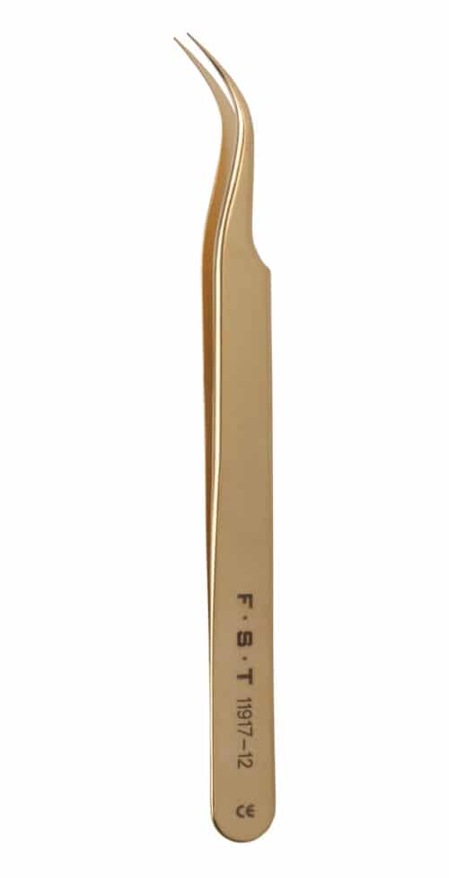 11917-12 | Gold Plated Forceps 0.2 x 0.1mm / 12cm / Curved